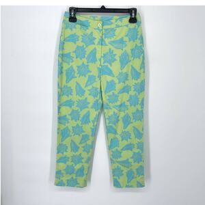 Lilly Pulitzer Women's Conch Seashell Crop Pants Size 0 Blue, Lime Green